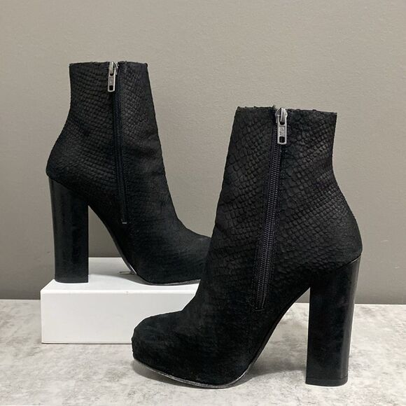 Ash Black Leather Textured Boots/Booties Size 38 US 8 - Picture 2 of 13